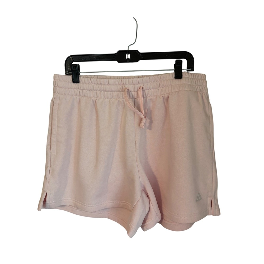 Adidas‎ Fleece Shorts Women XL Sandy Pink Drawstring Pockets JH3683 NWT Comfy!!